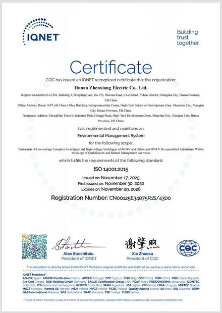 ISO 14001 certificate